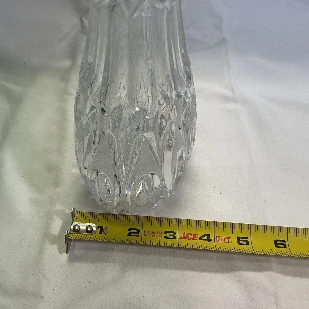 Vintage Cut Glass Crystal Decanter with Stopper Barware 12.5 Inch Clear